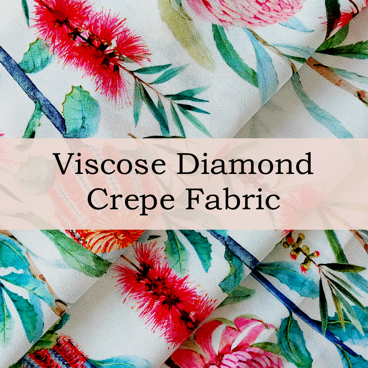 Custom Printed Viscose Diamond Crepe Fabric – Lightweight, Textured & Soft for Flowing Dresses & Stylish Blouses