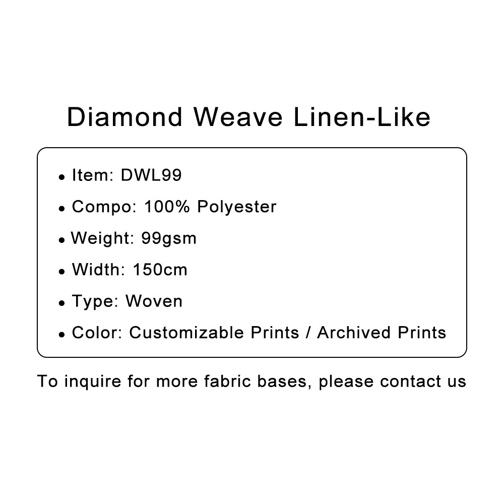 Custom Printed Diamond Weave Linen-Like Fabric – Textured, Lightweight & Versatile for Sophisticated Apparel & Décor