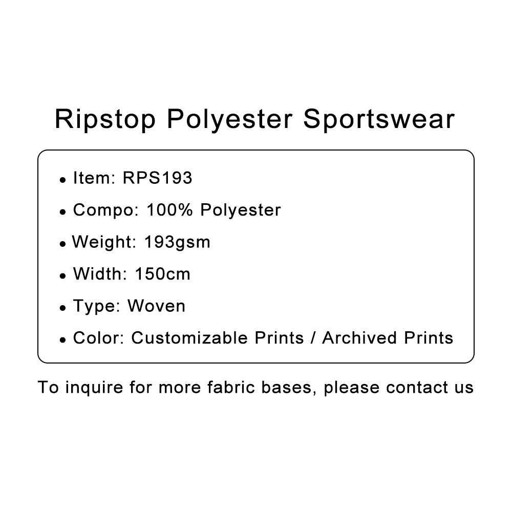 Custom Printed Ripstop Polyester Sportswear Fabric – Durable, Breathable & Customizable for High-Performance Sportswear & Outdoor Gear