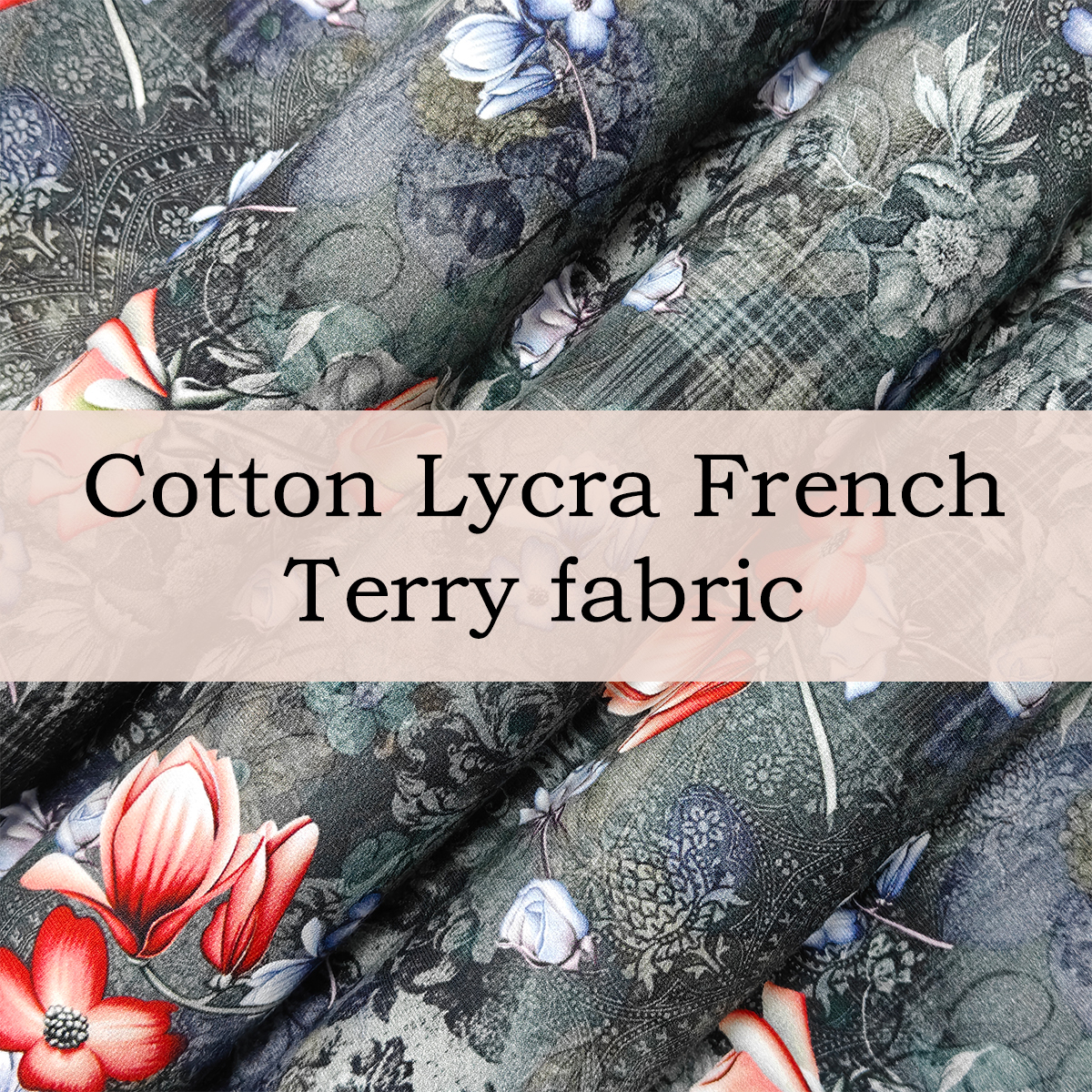 Custom Printed Cotton Lycra French Terry Fabric | Soft & Stretchy for Sweaters & Hoodies
