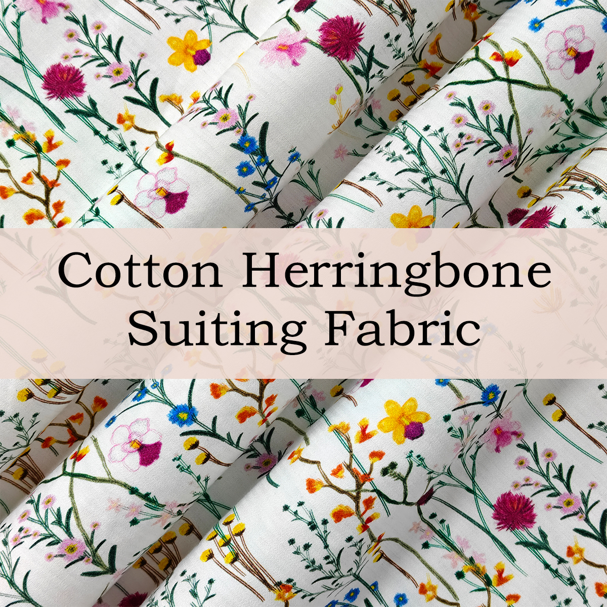 Custom Printed Cotton Herringbone Suiting Fabric – Lightweight, Textured & Personalized for Tailored Suits & Classic Apparel