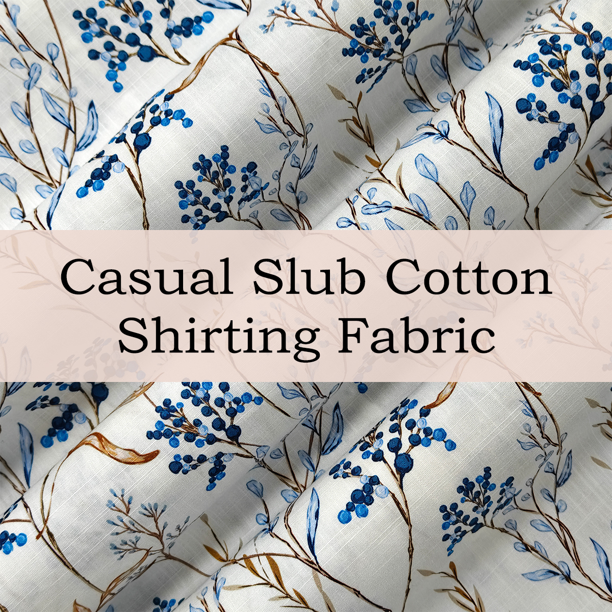 Custom Printed Casual Slub Cotton Shirting Fabric – Breathable, Textured & Stylish for Comfortable Shirts & Lightwear