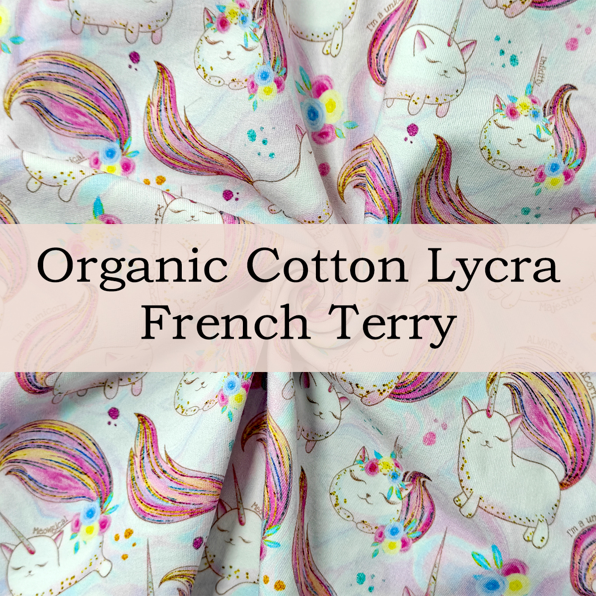 Custom Printed Organic Cotton French Terry Fabric – Soft, Stretchy for Hoodies, Baby Clothes & More