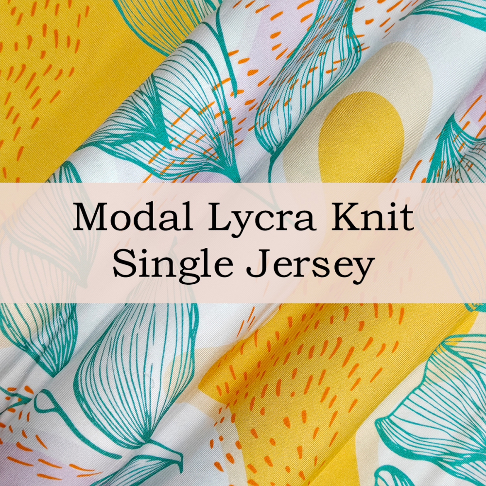 Custom Printed Modal Lycra Knit Single Jersey Fabric – Soft, Stretchy & Breathable for Stylish Apparel & Comfort Wear