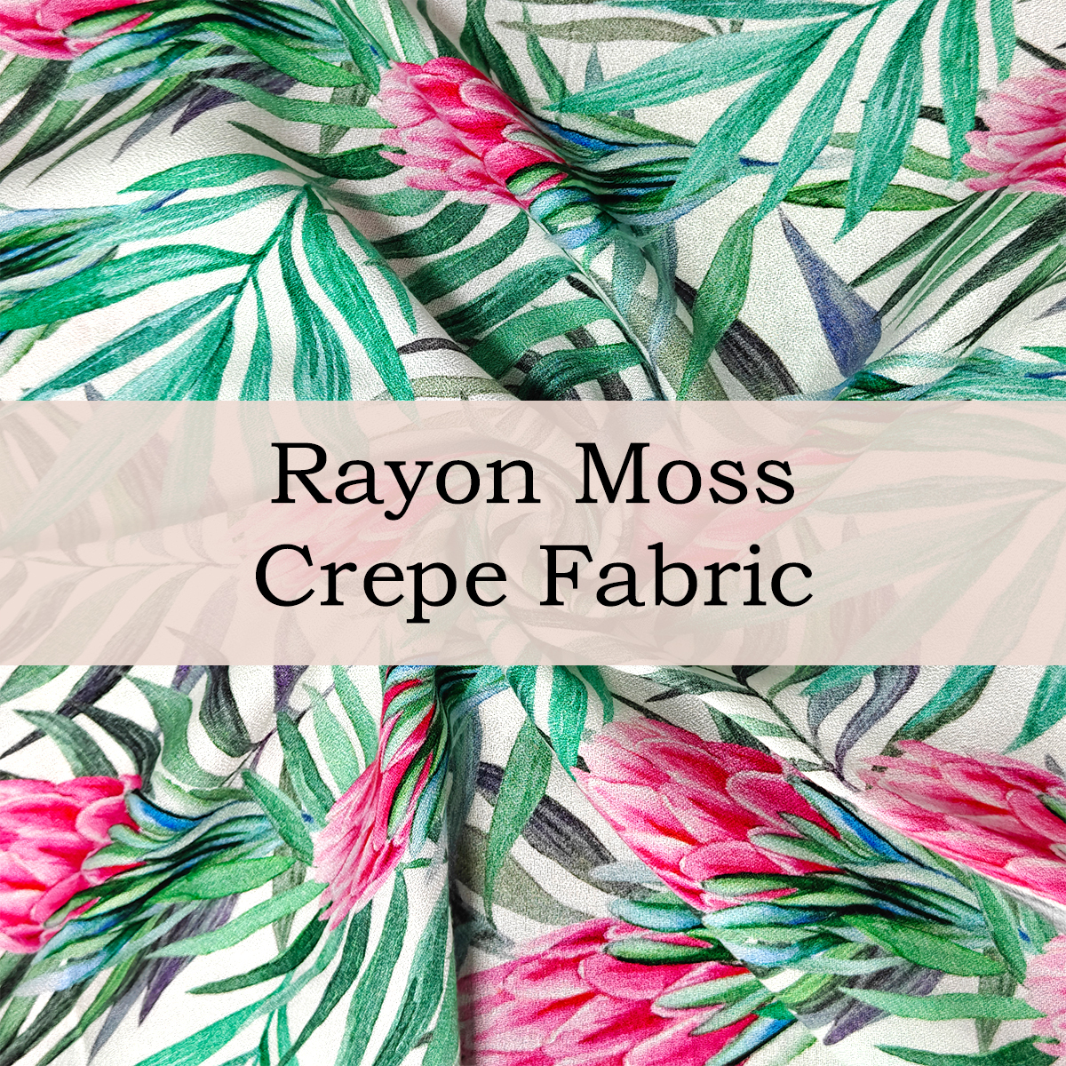 Custom Printed Rayon Moss Crepe Fabric – Soft, Drapable & Breathable for Fashionable Dresses & Everyday Wear