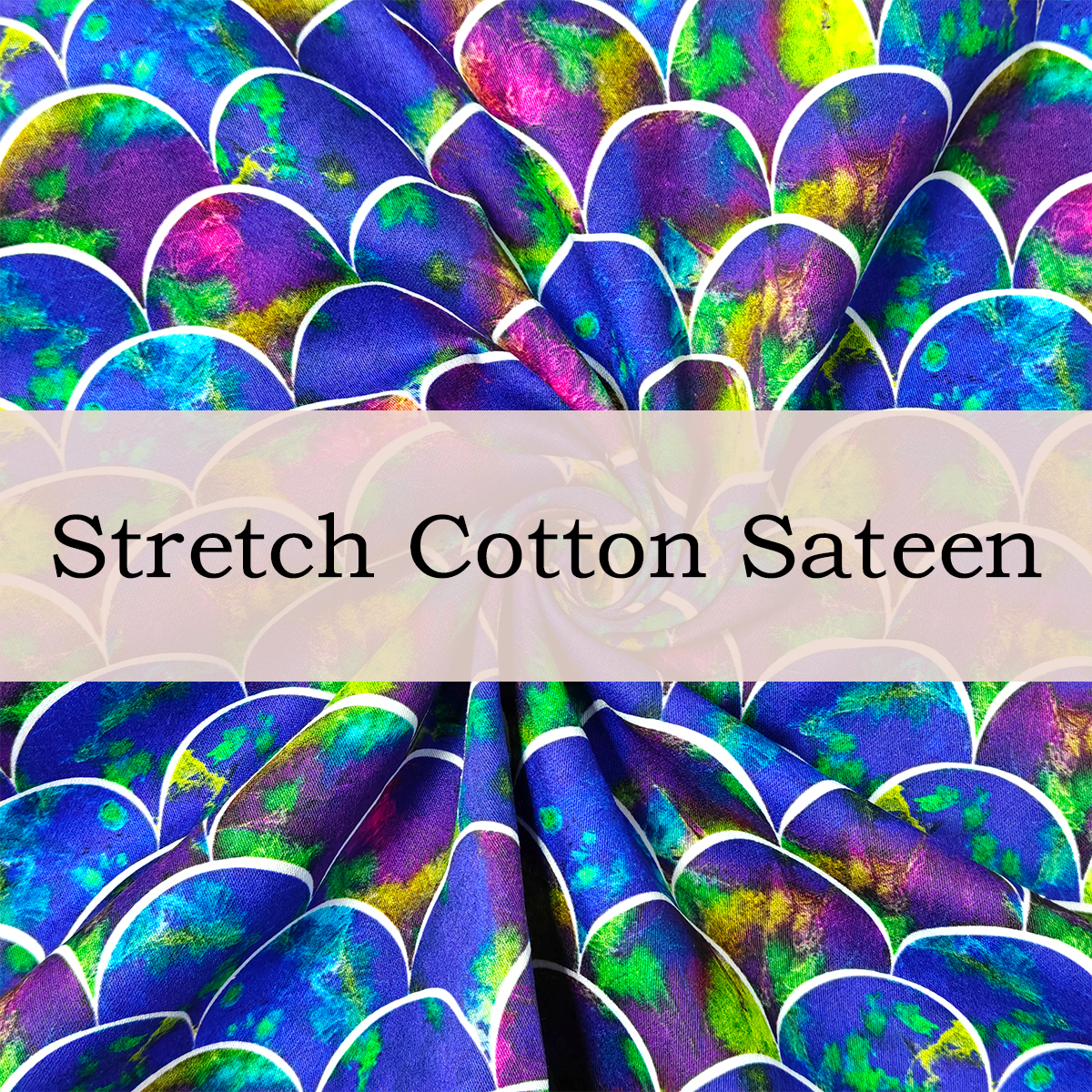Custom Printed Stretch Cotton Sateen Fabric | Soft, Smooth & Comfortable Fit