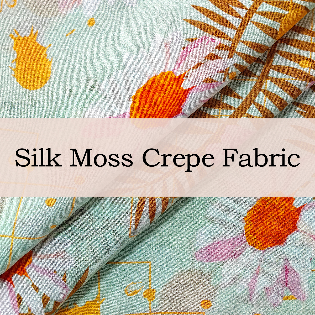 Custom Printed Silk Moss Crepe Fabric – Textured, Breathable & Gracefully Draped for Pajamas, Scarves & Elegant Apparel