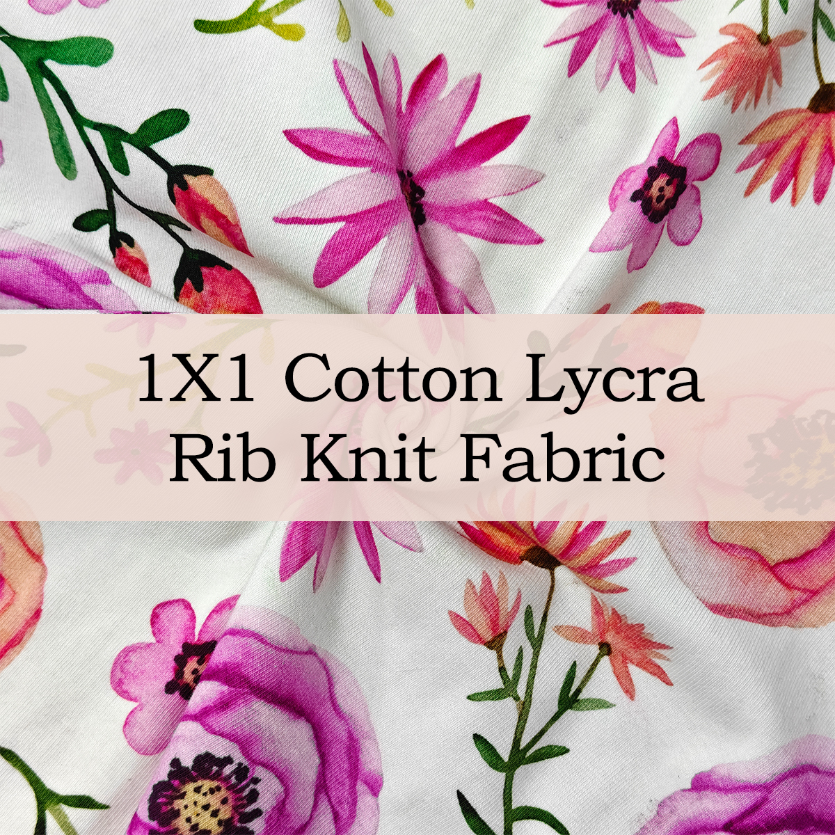 Custom Printed 1x1 Interlock Cotton Lycra Rib Knit Fabric – Soft, Stretchy & Breathable for Comfortable Apparel