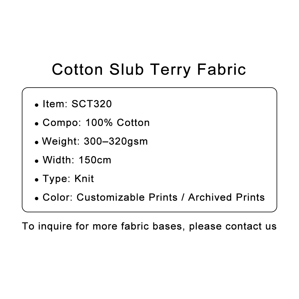 Custom Printed Cotton Slub Terry Fabric – Cozy, Textured & Absorbent for Loungewear, Towels & Casualwear