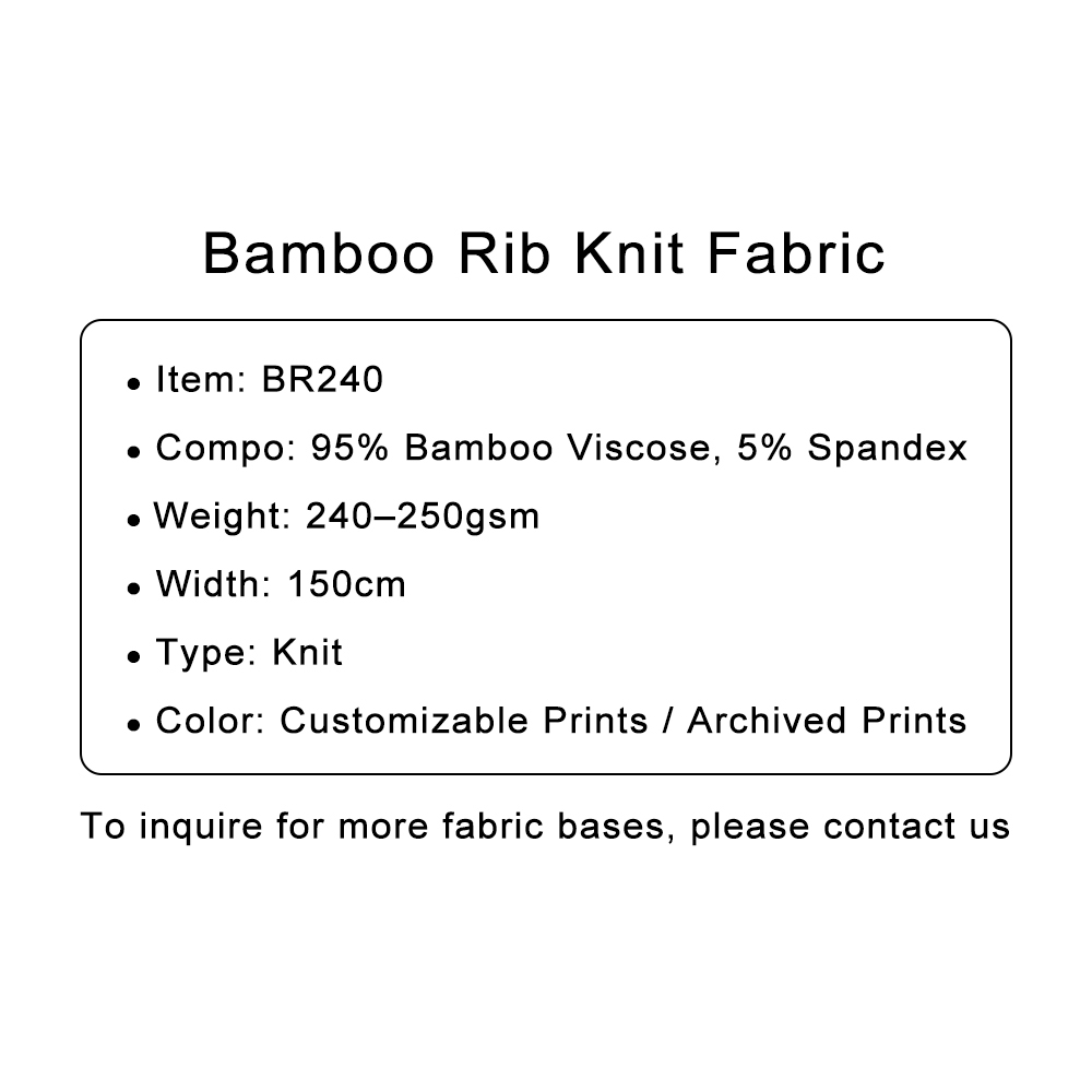 Custom Printed Bamboo Rib Knit Fabric – Stretchy, Soft & Eco-Friendly for Activewear & Everyday Apparel