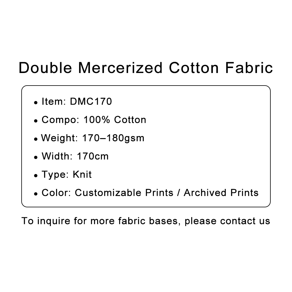 Custom Printed Double Mercerized Cotton Fabric – Smooth, Durable & Color-Rich for Premium Tees & Personalized Apparel