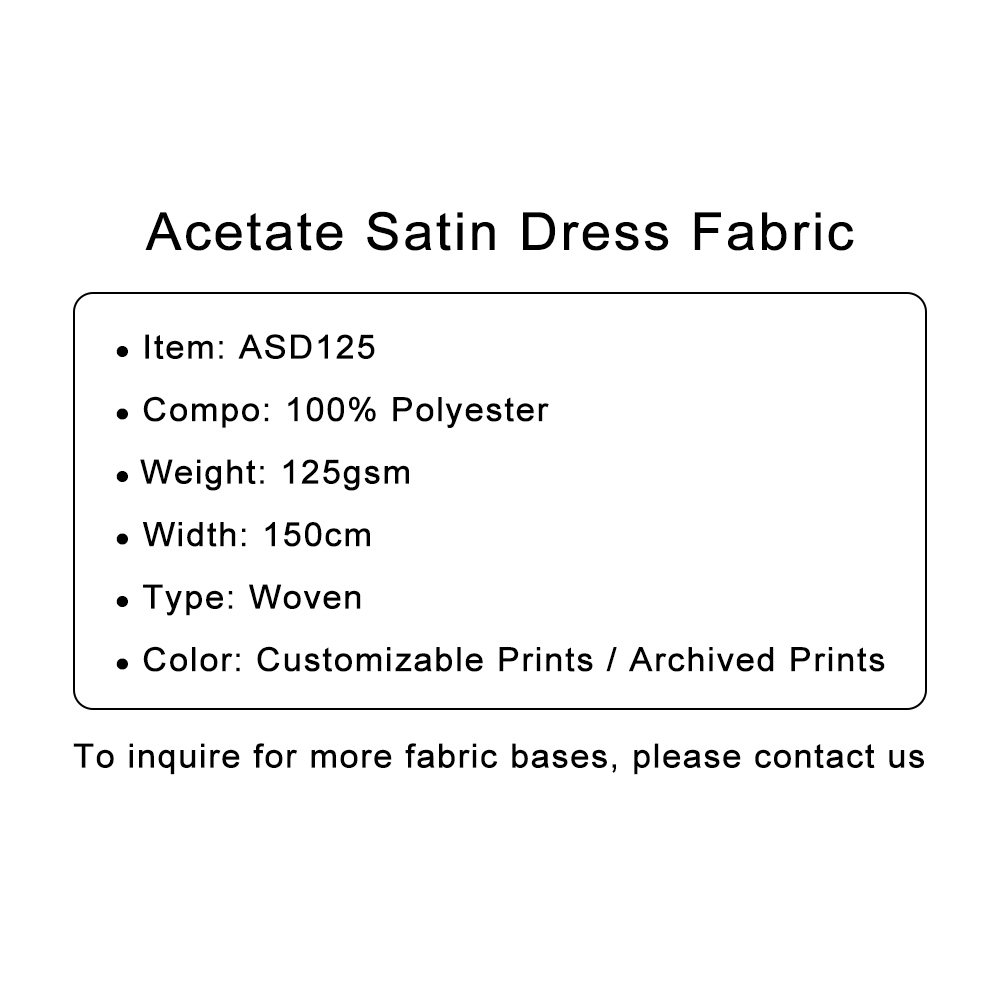 Custom Printed Acetate Satin Dress Fabric – Glossy, Lightweight & Fluid for Personalized Dresses & Fashion Accessories
