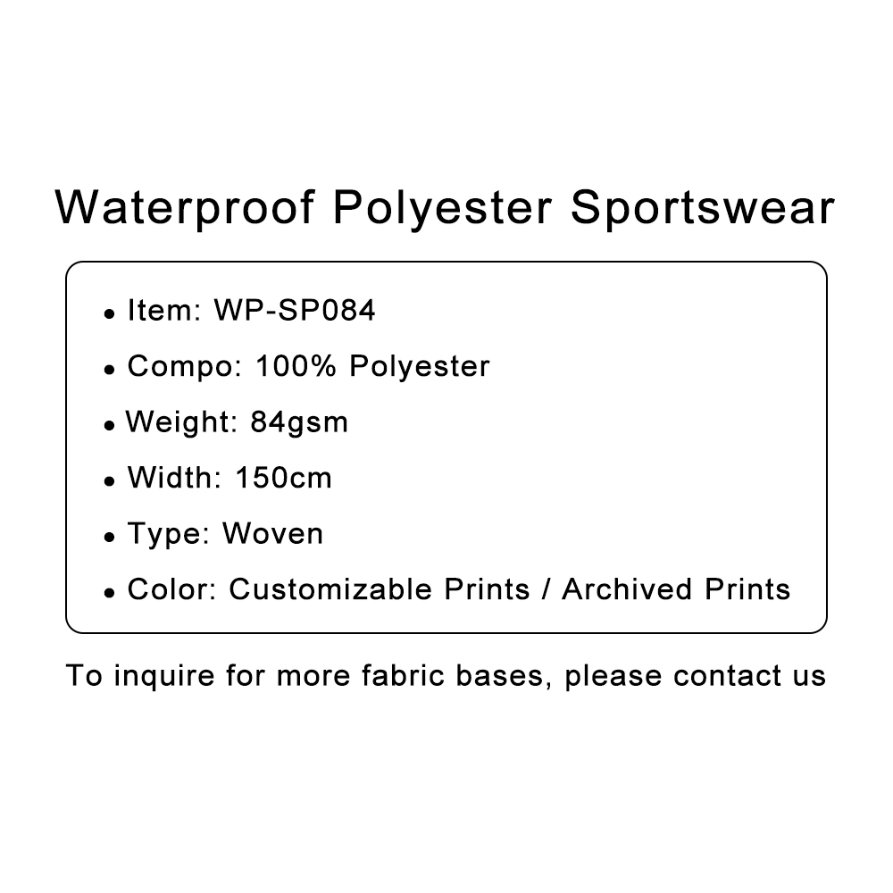 Custom Printed Waterproof Polyester Sportswear Fabric – Lightweight, Durable & Customizable for Activewear & Outdoor Gear