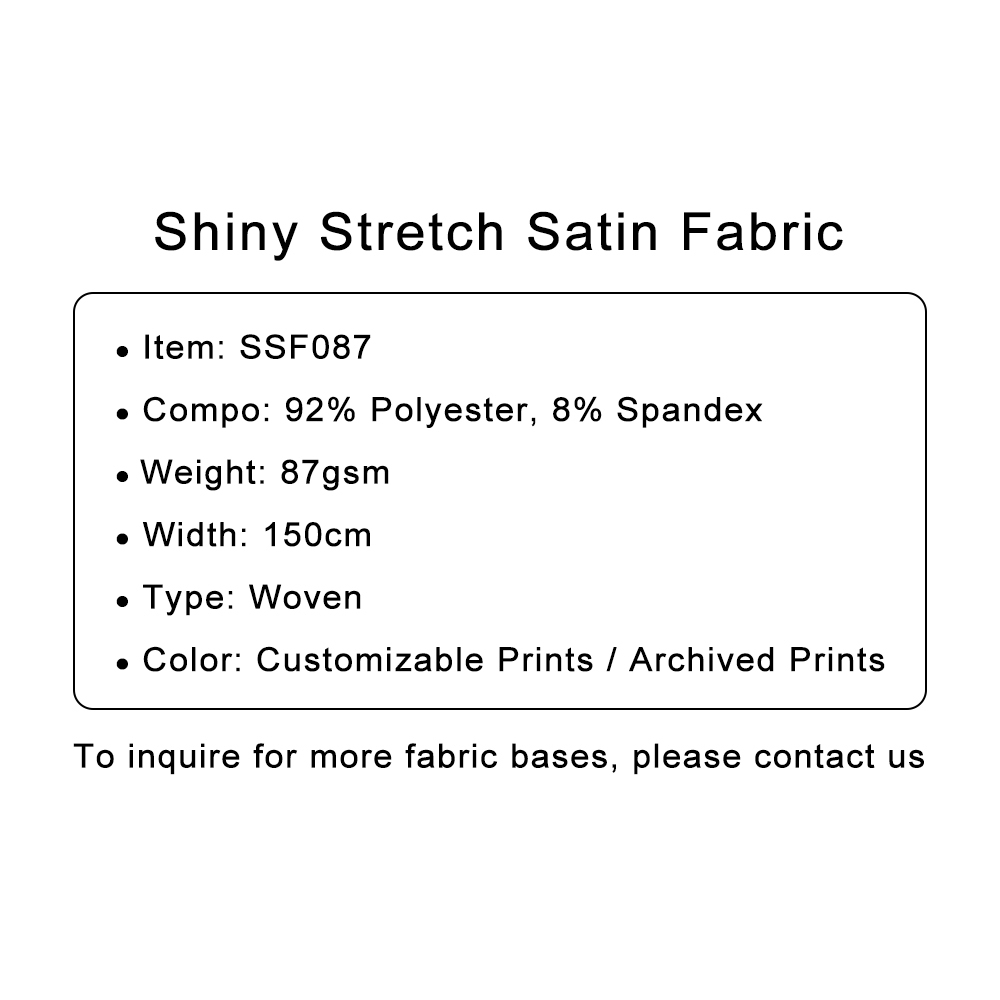 Custom Printed Shiny Stretch Satin Fabric – Lustrous, Stretchy & Skin-Friendly for Glamorous Apparel & Lingerie