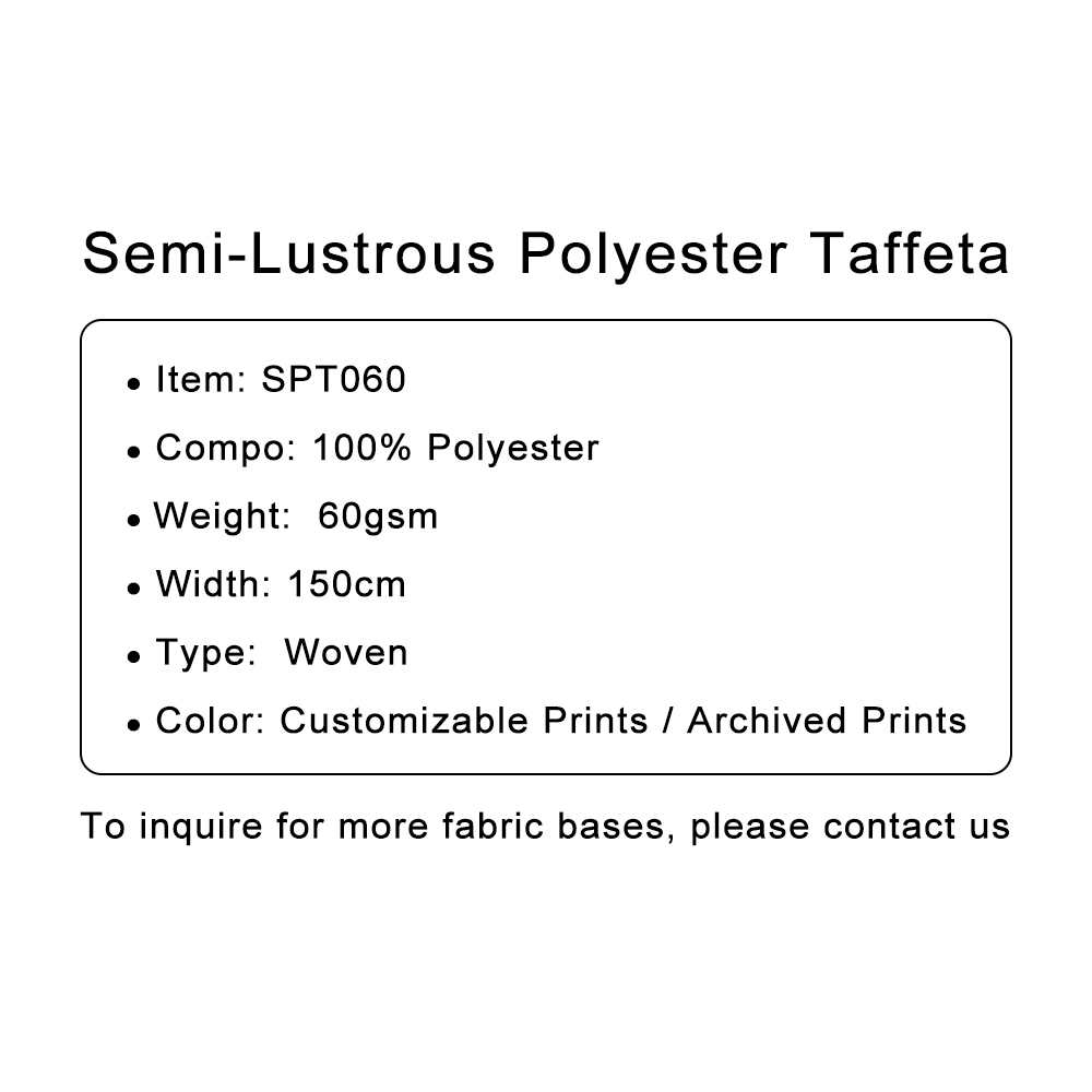 Custom Printed Semi-Lustrous Taffeta Fabric – Lightweight, Smooth & Durable for Linings, Costumes & Creative Fashion