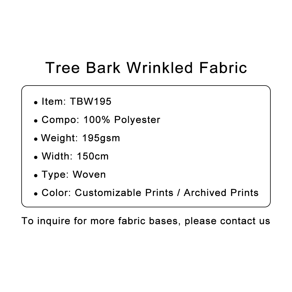 Custom Printed Tree Bark Wrinkled Fabric – Textured, Bold & Durable for Artistic Apparel & Statement Décor