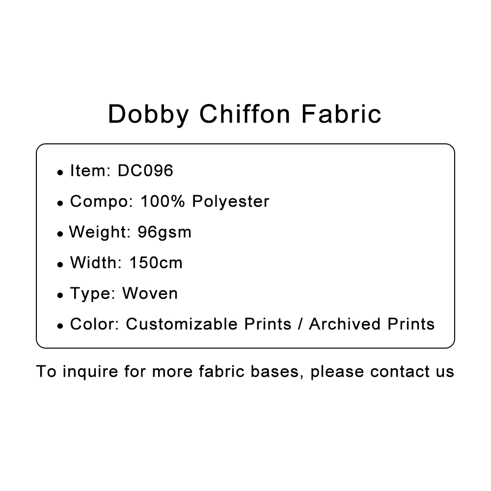 Custom Printed Dobby Chiffon Fabric – Sheer, Flowing & Delicately Textured for Romantic Dresses & Elegant Accents