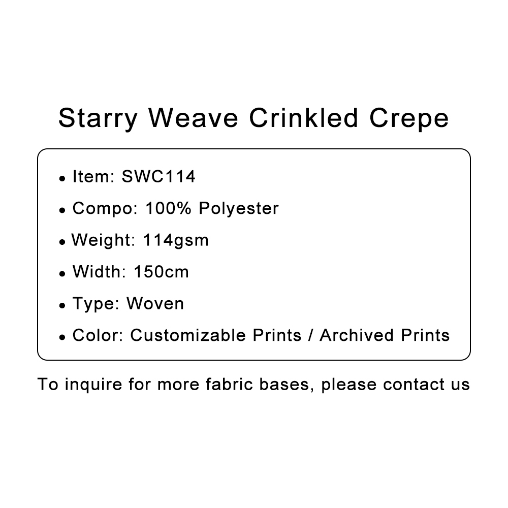 Custom Printed Starry Weave Crinkled Crepe Fabric – Textured, Lightweight & Dynamic for Fashion Apparel & Soft Draping Accents