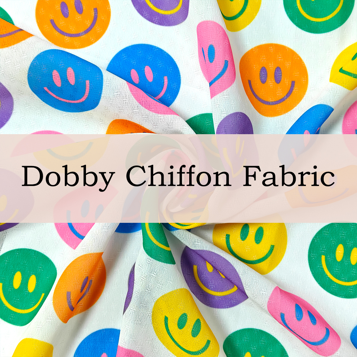 Custom Printed Dobby Chiffon Fabric – Sheer, Flowing & Delicately Textured for Romantic Dresses & Elegant Accents