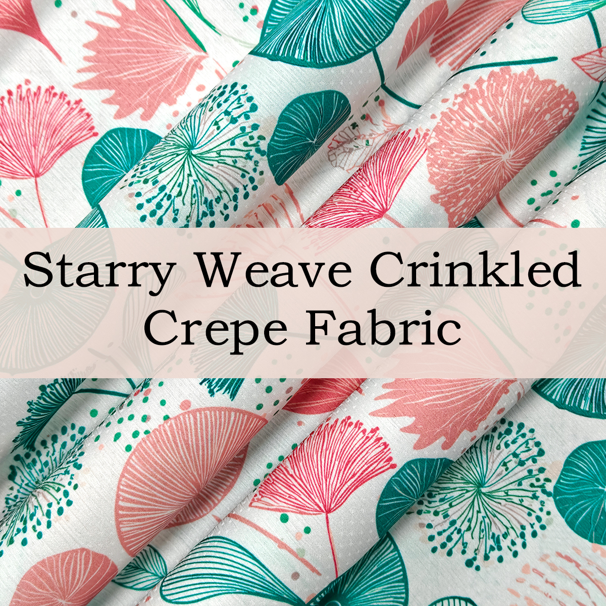 Custom Printed Starry Weave Crinkled Crepe Fabric – Textured, Lightweight & Dynamic for Fashion Apparel & Soft Draping Accents