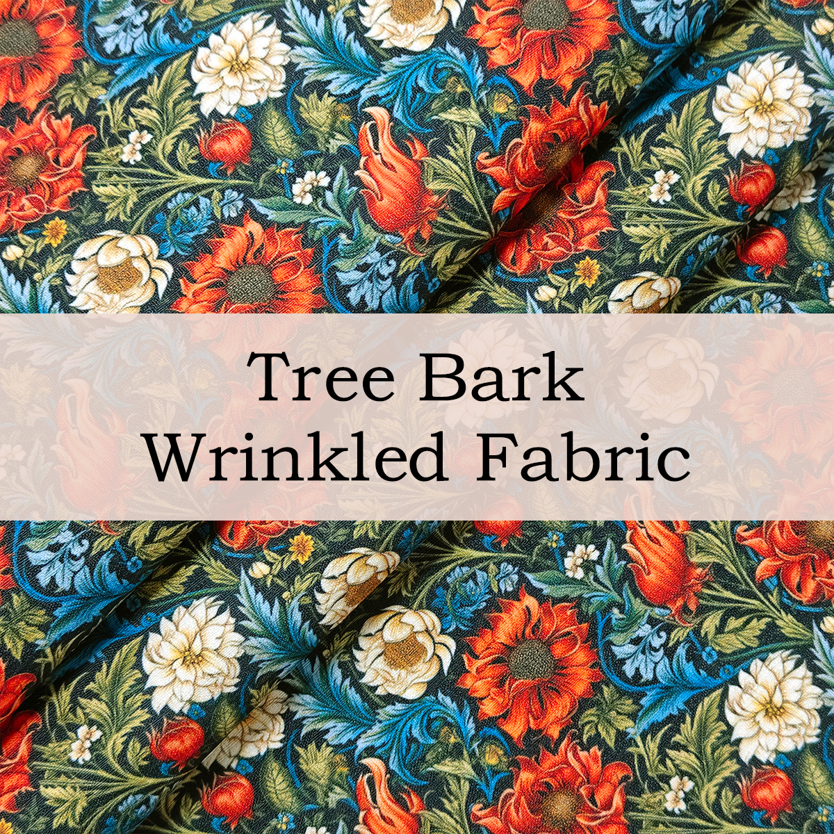 Custom Printed Tree Bark Wrinkled Fabric – Textured, Bold & Durable for Artistic Apparel & Statement Décor