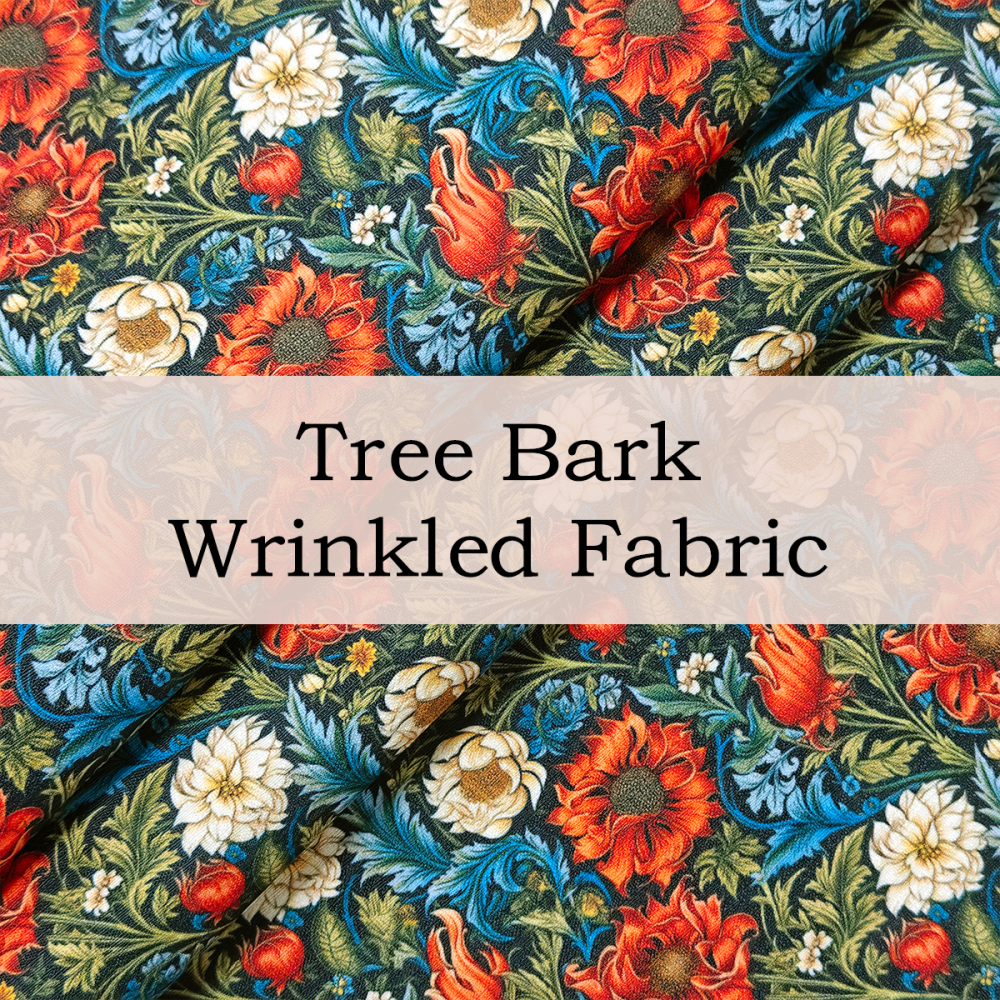 Custom Printed Tree Bark Wrinkled Fabric – Textured, Bold & Durable for Artistic Apparel & Statement Décor