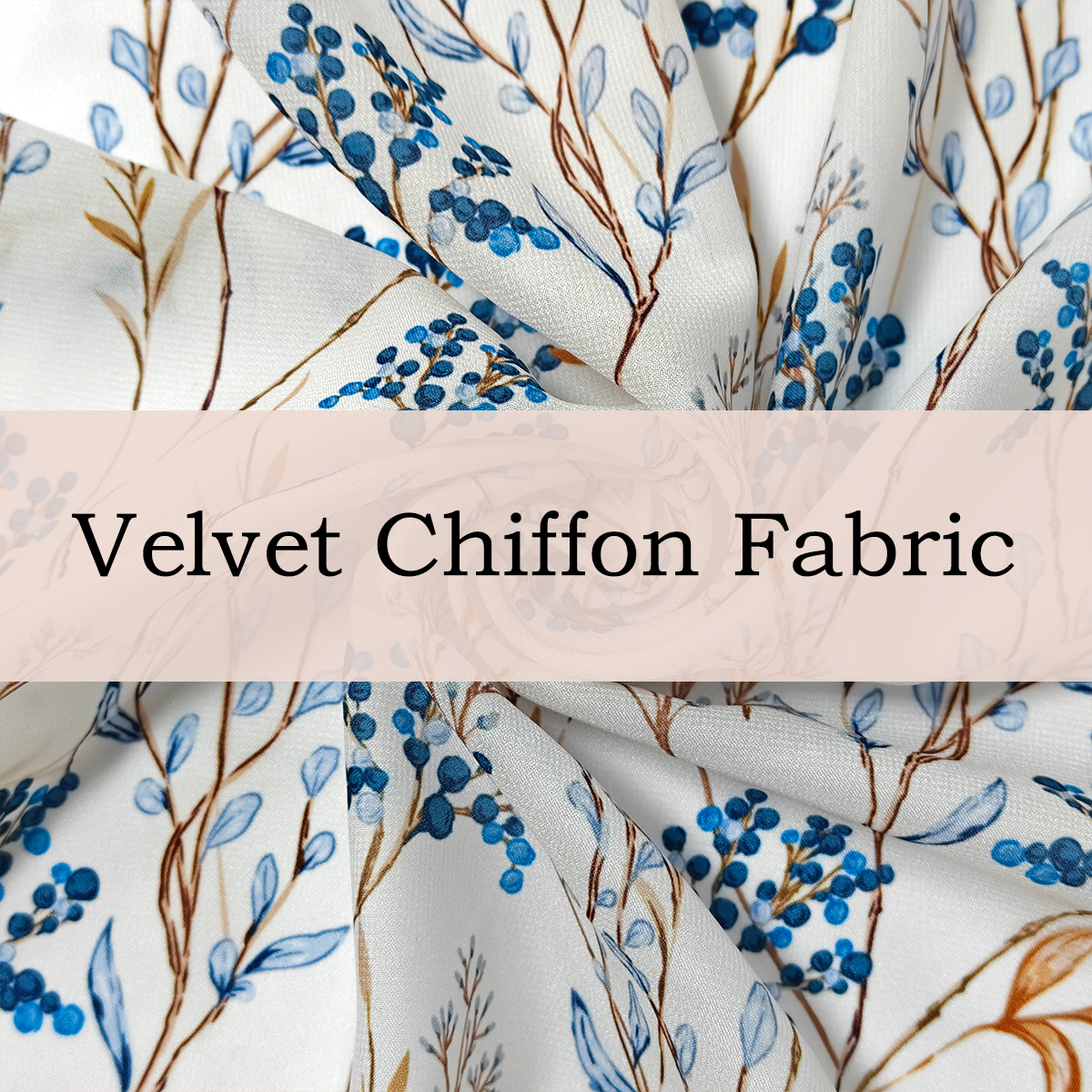 Custom Printed Velvet Chiffon Fabric – Ultra-Light, Sheer & Softly Textured for Elegant Fashion & Romantic Accents