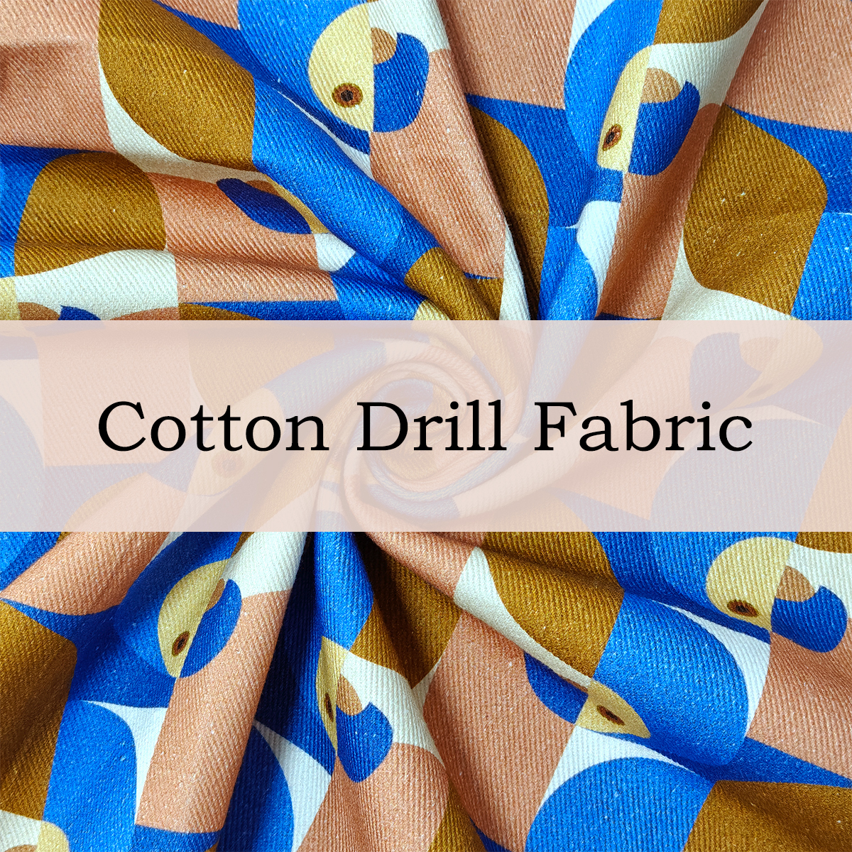 Custom Printed Cotton Drill Fabric – Heavyweight, Durable & Versatile for Bags, Uniforms & Home Projects