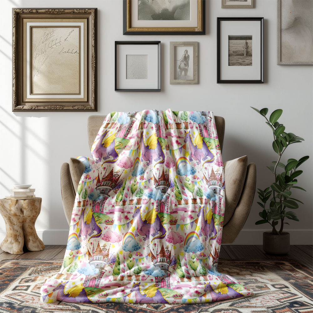 Throw Blanket – Fairy Dragon Castle Cloud Pattern