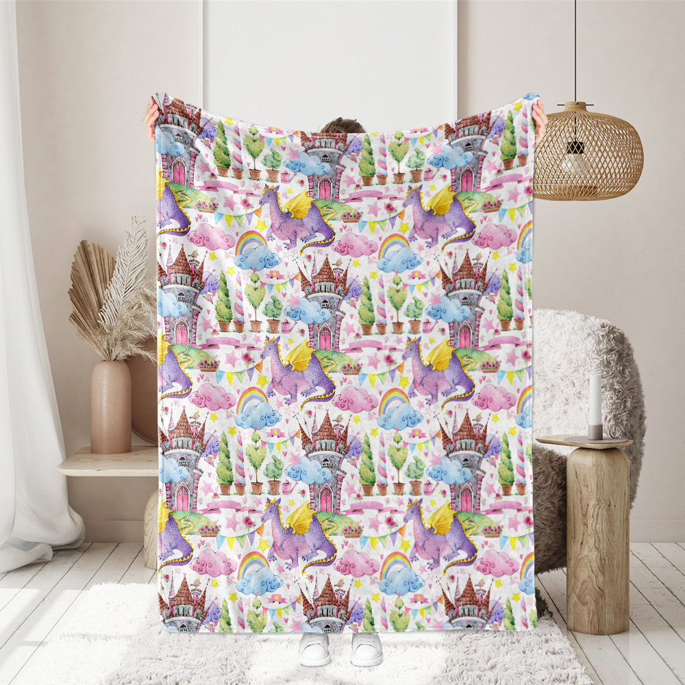 Throw Blanket – Fairy Dragon Castle Cloud Pattern