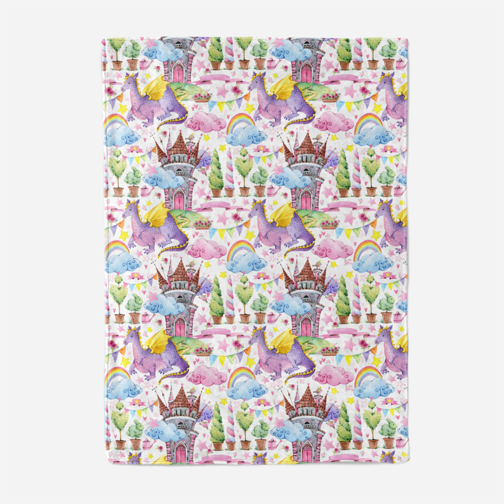 Throw Blanket – Fairy Dragon Castle Cloud Pattern