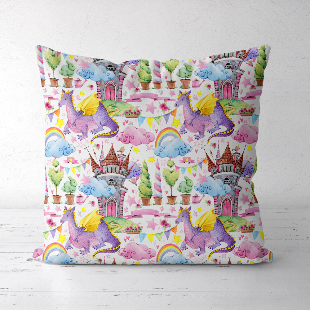 Throw Pillow – Fairy Dragon Castle Cloud Pattern