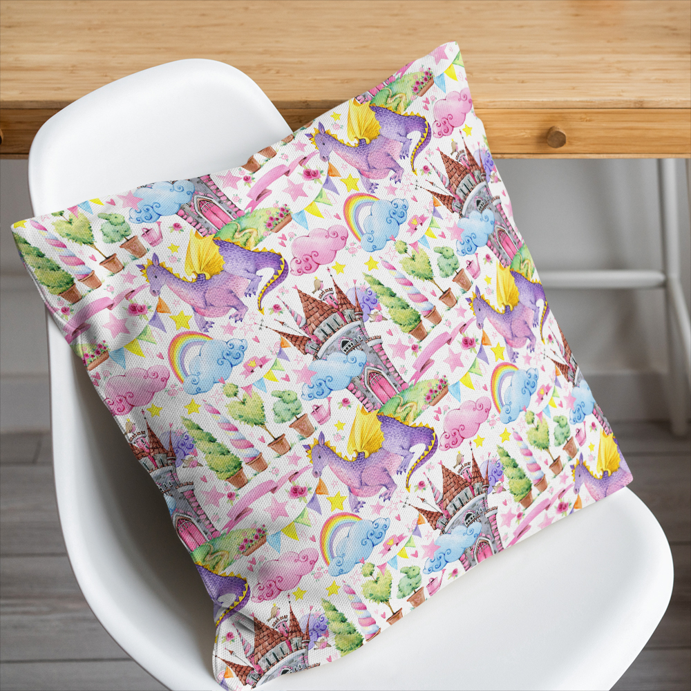 Throw Pillow – Fairy Dragon Castle Cloud Pattern