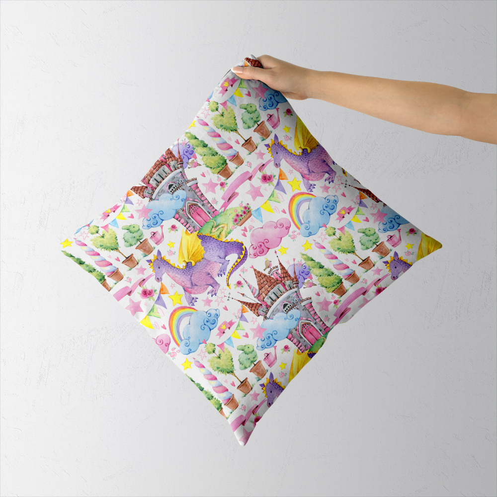 Throw Pillow – Fairy Dragon Castle Cloud Pattern