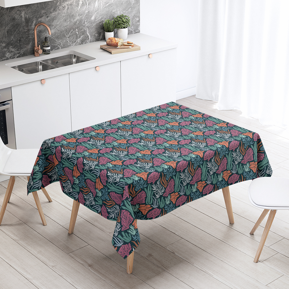 Tablecloth – Underwater World Seamless Pattern With Hand Drawn Coral And Seaweed