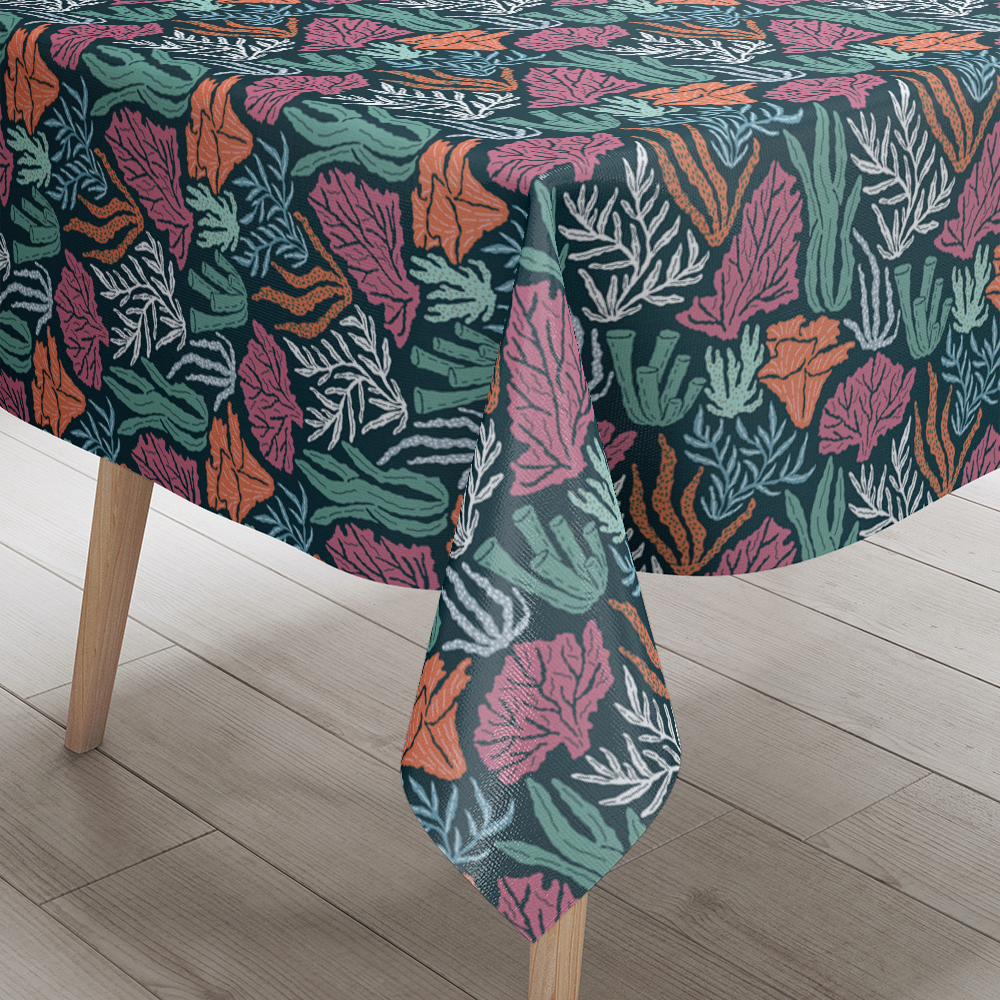 Tablecloth – Underwater World Seamless Pattern With Hand Drawn Coral And Seaweed