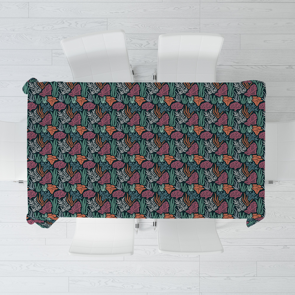 Tablecloth – Underwater World Seamless Pattern With Hand Drawn Coral And Seaweed