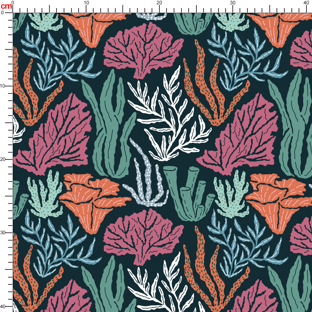 Underwater World Seamless Pattern With Hand Drawn Coral And Seaweed - Custom Print Fabrics