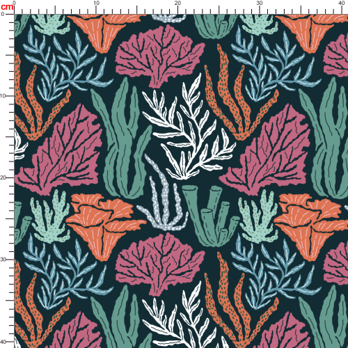 Underwater World Seamless Pattern With Hand Drawn Coral And Seaweed - Custom Print Fabrics