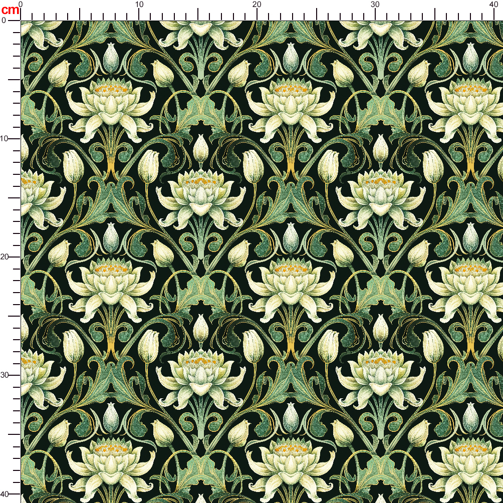 Liberty Floral Green Style Pattern Vintage Exquisite Elegant — Custom Printed Fabric