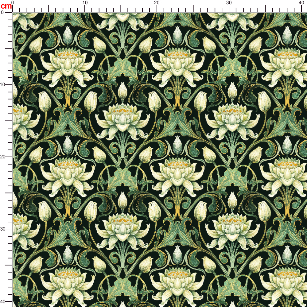 Liberty Floral Green Style Pattern Vintage Exquisite Elegant — Custom Printed Fabric