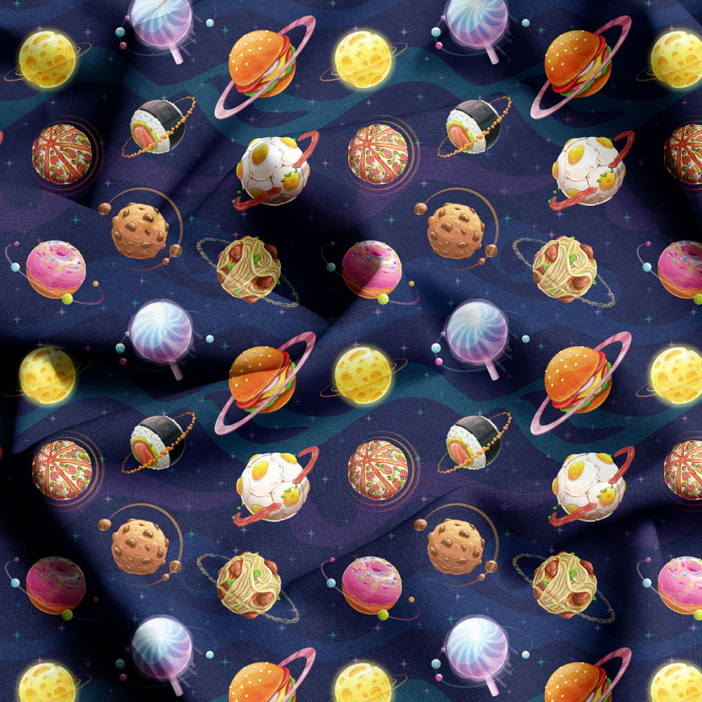 Colorful Planet Pattern Designs Fabric, Custom Repeat Patterns for Fabric Printing