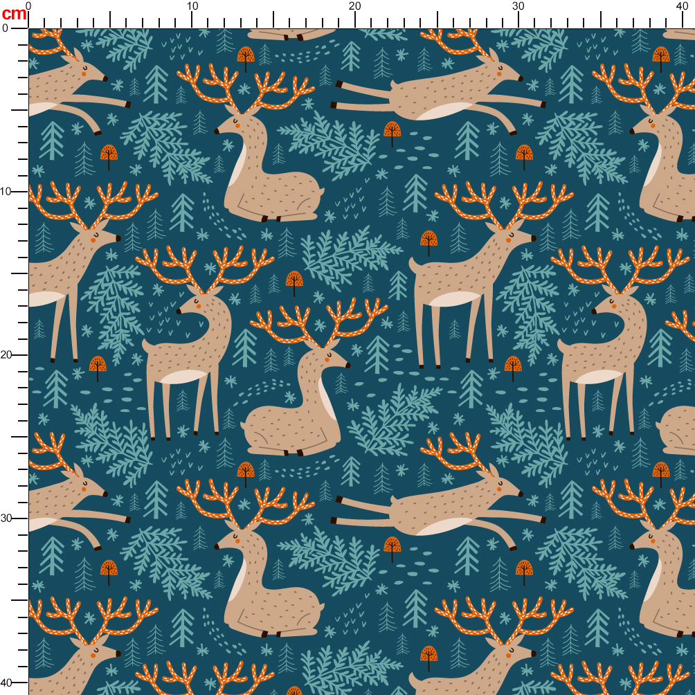 Seamless Pattern Deer and Fir Trees | Custom Print Fabrics