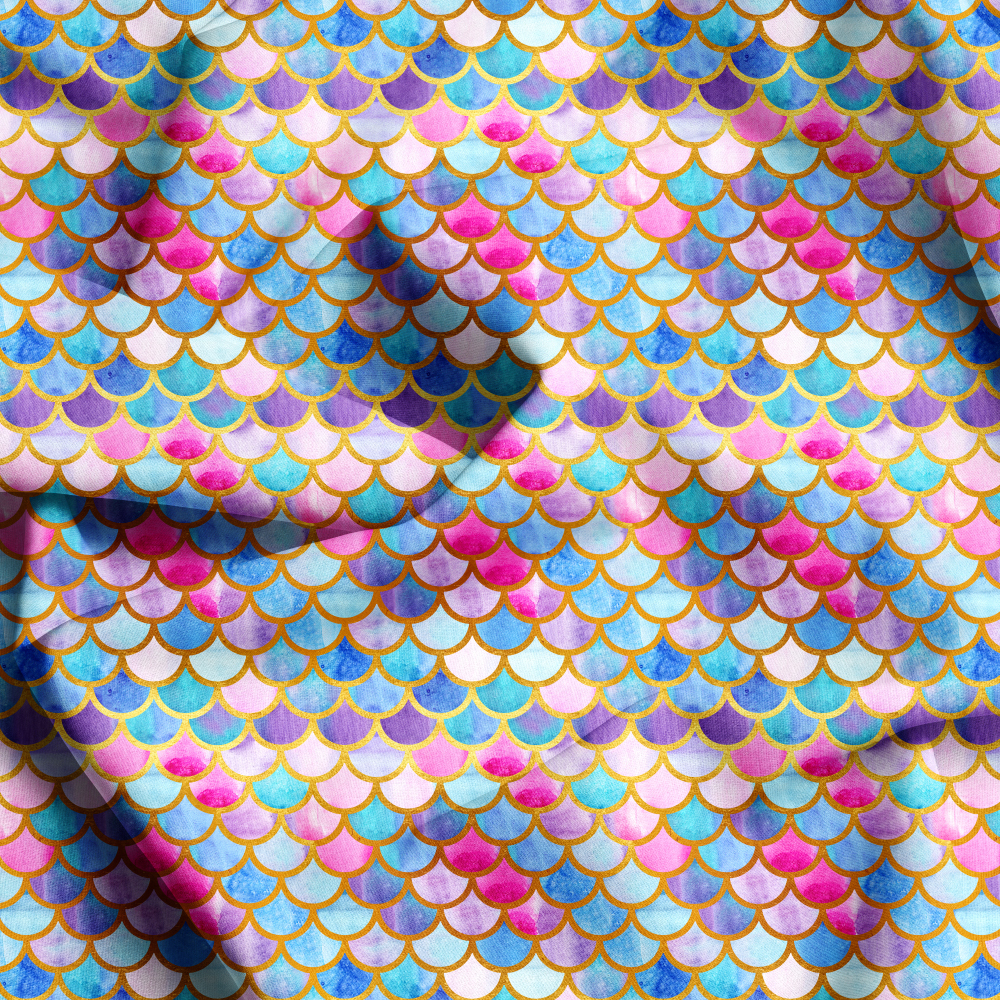 Mermaid Scales Colorful Seamless Pattern, Custom Print Fabrics