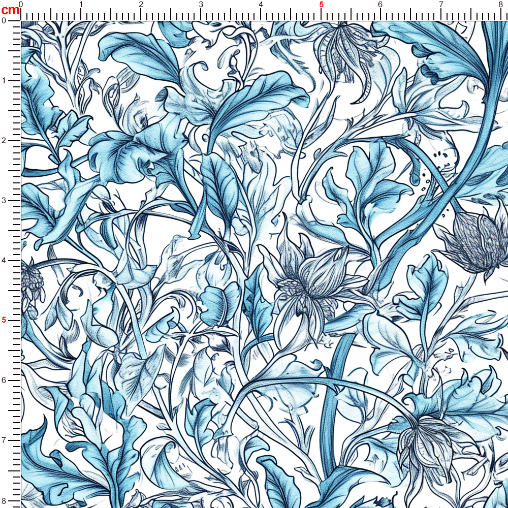 William Morris-Inspired Natural Wild Charm Flowers and Leaves Fabric – Custom Print Fabrics