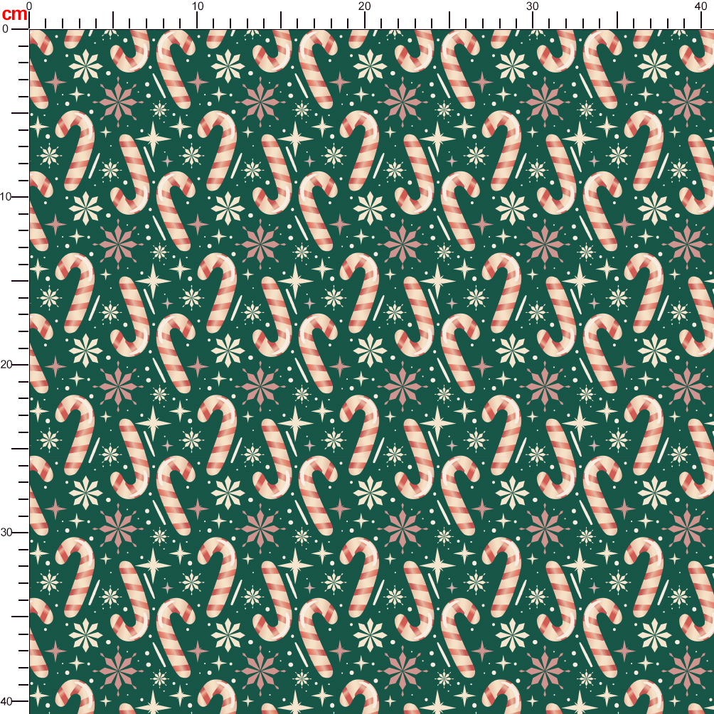 Christmas Candy Cane on Green Background Seamless Pattern - Custom Print Fabrics