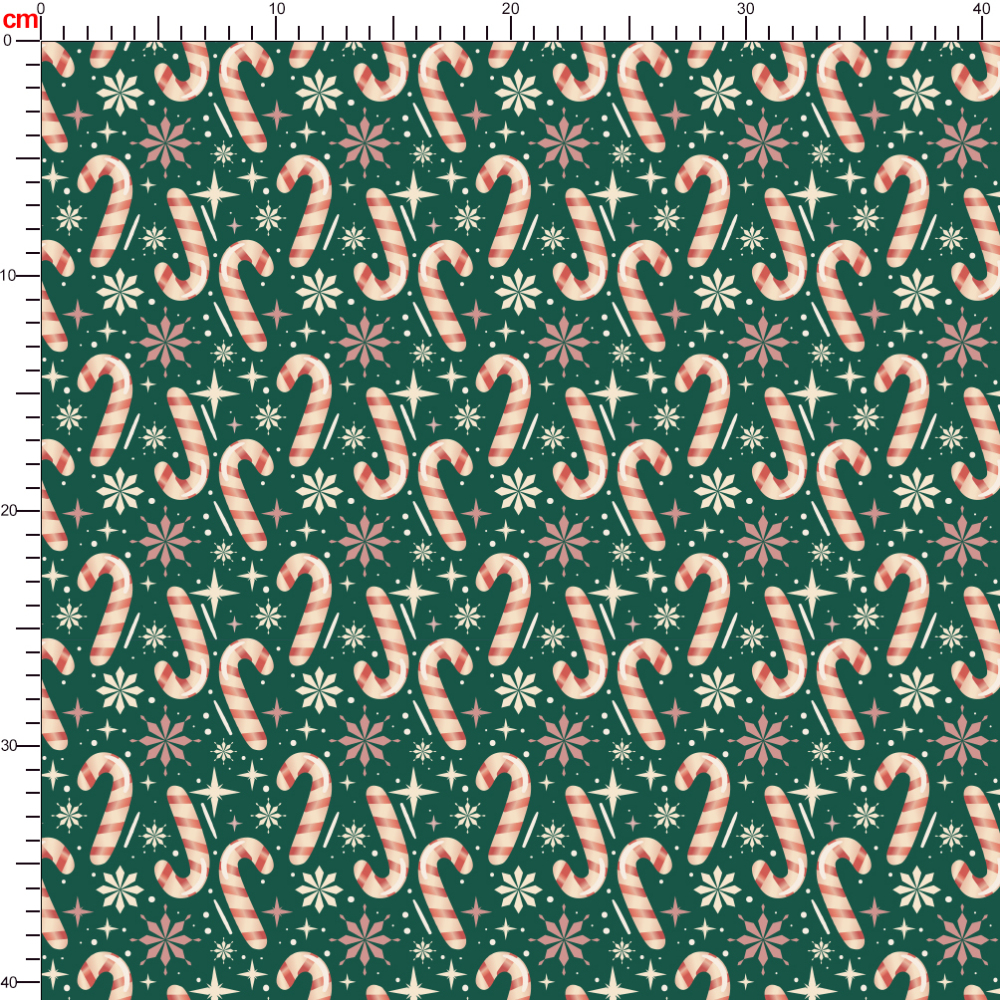 Christmas Candy Cane on Green Background Seamless Pattern - Custom Print Fabrics