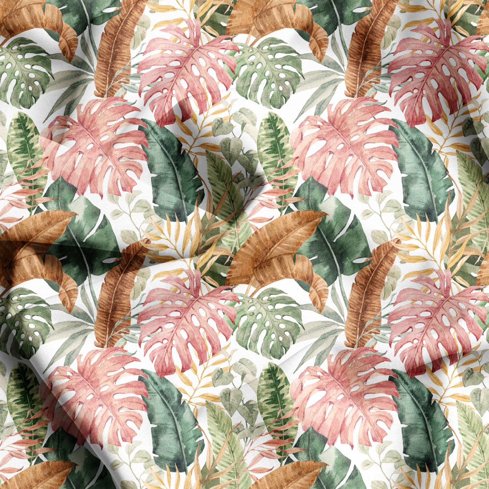 Tropical Palm Leaves Hand Drawn Watercolor Seamless Pattern Prints, Custom Fabric Choices