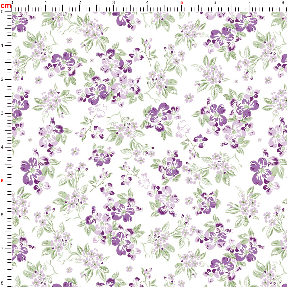 Vintage Light and Graceful Liberty Floral Print with Purple - Toned Organic Mix of Large Flowers and Leaves – Custom Print Fabrics