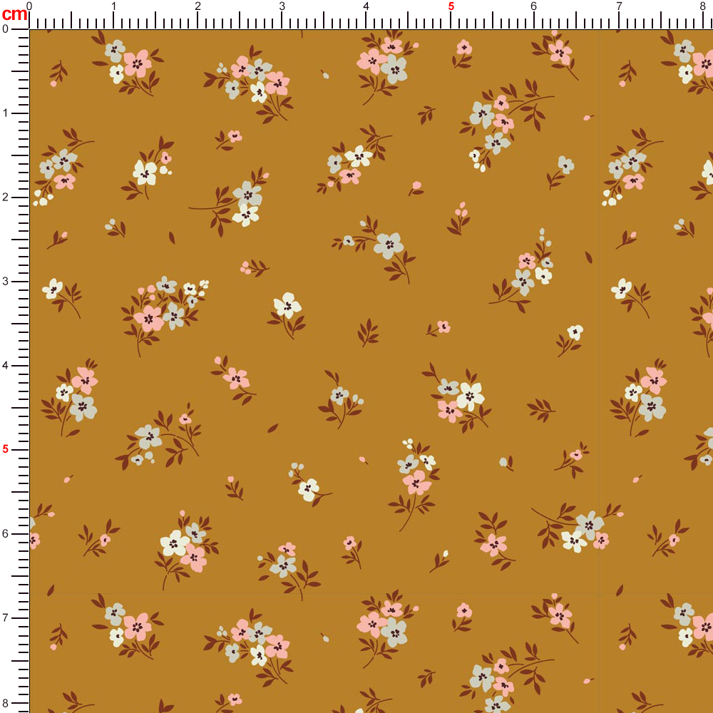 Vintage Light and Graceful Liberty Floral Print with Yellow - Toned Organic Mix of Small Flowers and Leaves – Custom Print Fabrics
